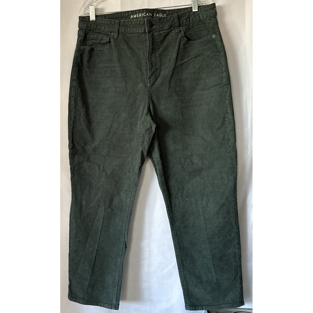 American Eagle Jeans Womens 16Green Corduroy Jeans Fall Stretch Pants Cozy Cabin